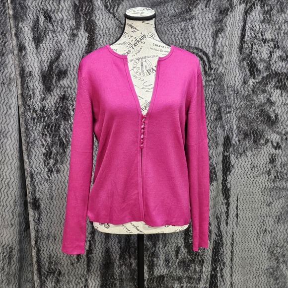 Talbots Sweaters - Talbots Cardigan Women S Pink Silk Blend Button Front Luxury Minimalist Corpcore